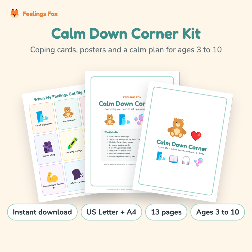 Calm Down Corner Kit printable, cover and sample pages