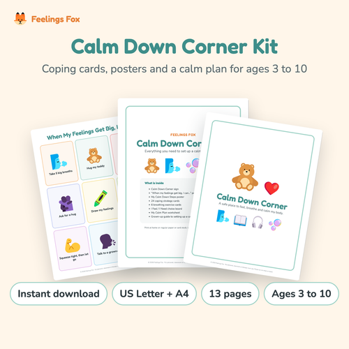 Calm Down Corner Kit printable, cover and sample pages