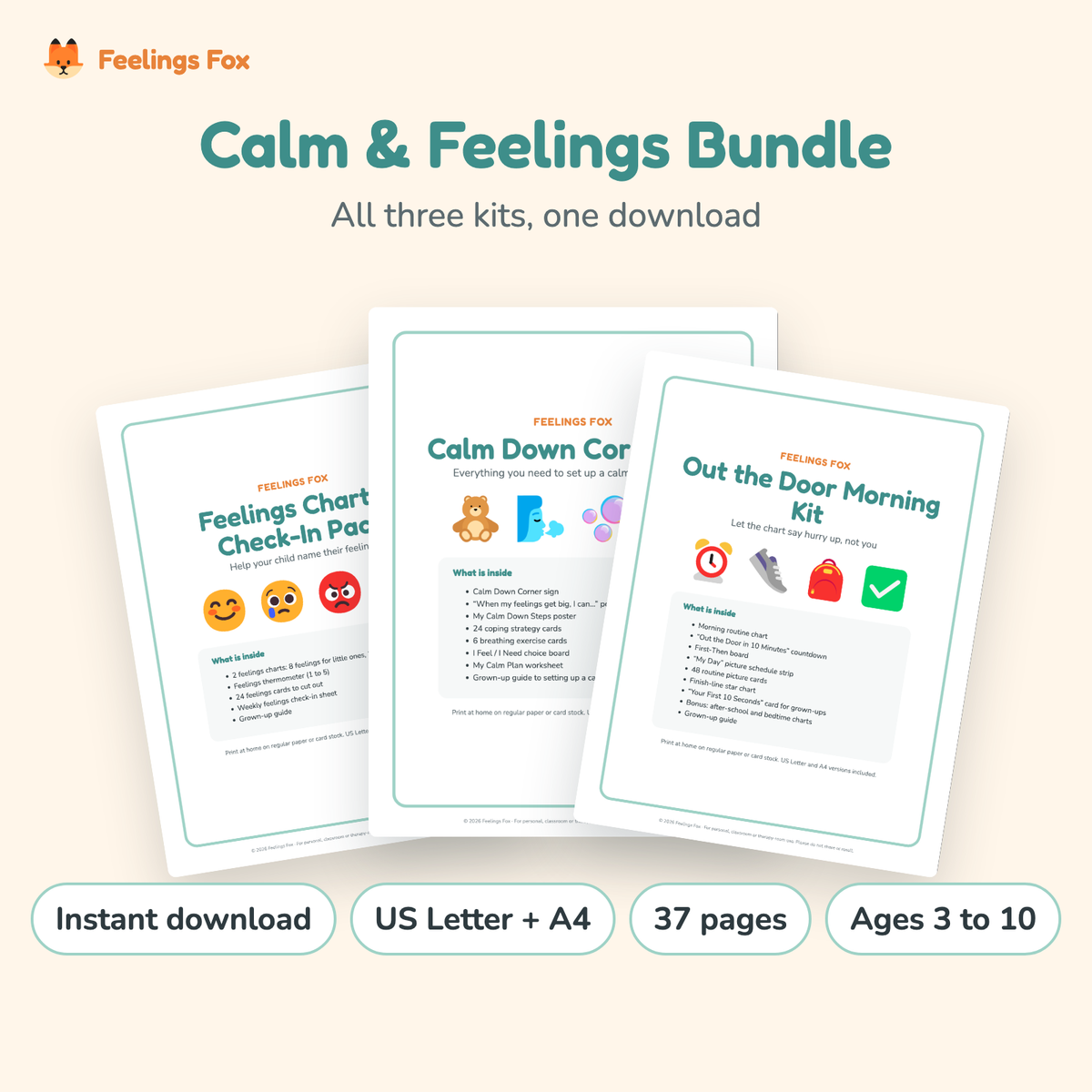 Calm & Feelings Bundle printable, cover and sample pages
