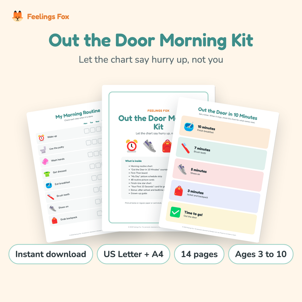 Out the Door Morning Kit printable, cover and sample pages