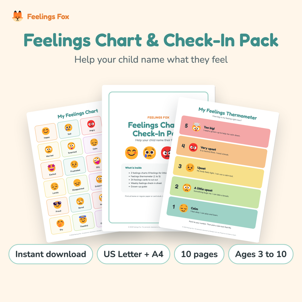 Feelings Chart & Check-In Pack printable, cover and sample pages