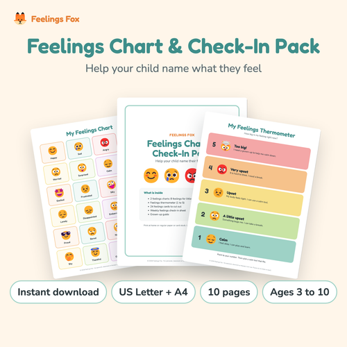 Feelings Chart & Check-In Pack printable, cover and sample pages