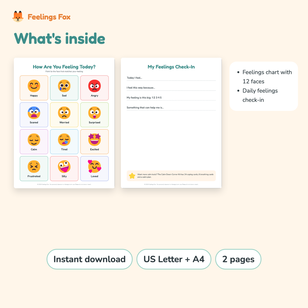 What's inside the How Are You Feeling Today? Free Chart