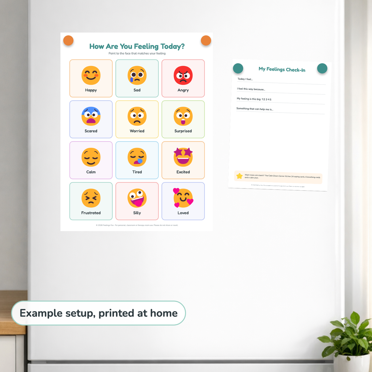 How Are You Feeling Today? Free Chart printed and hung up at home, example setup