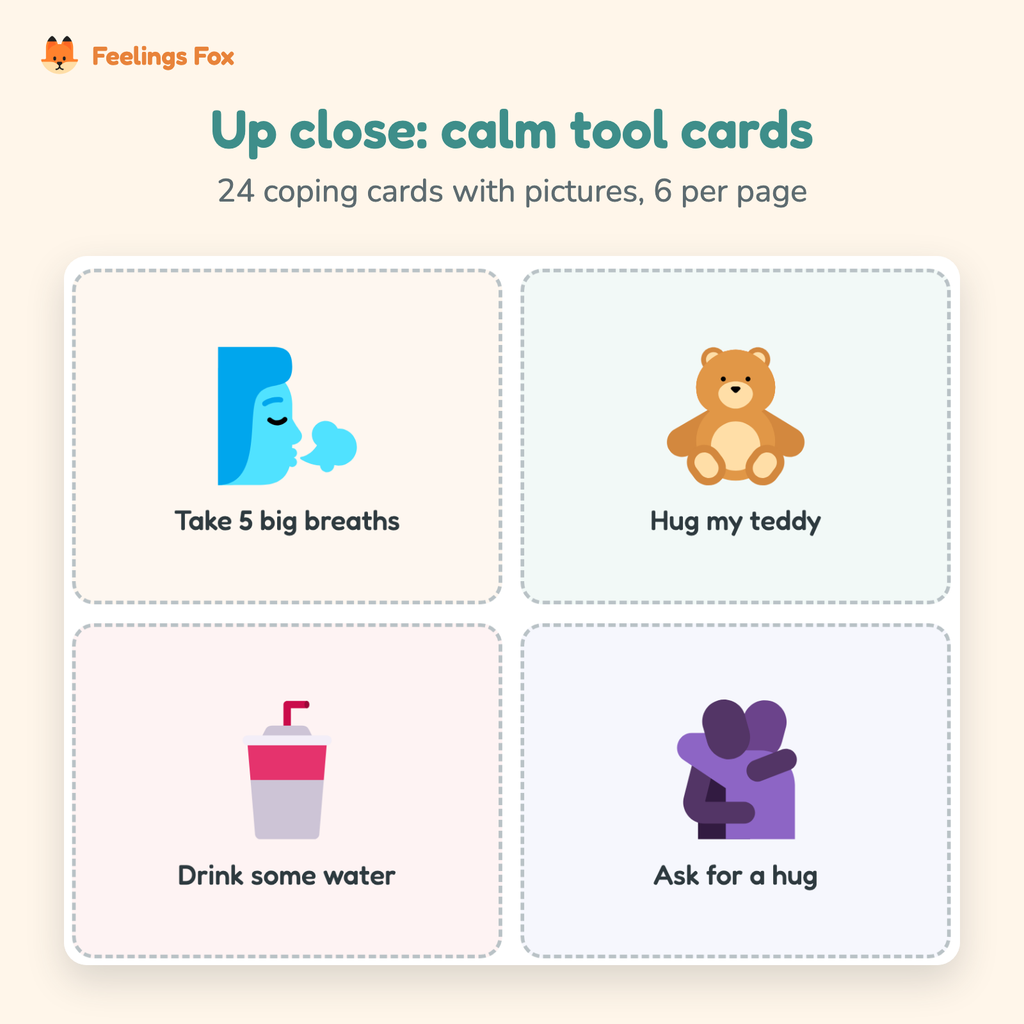 Close-up of the Calm Down Corner Kit pages