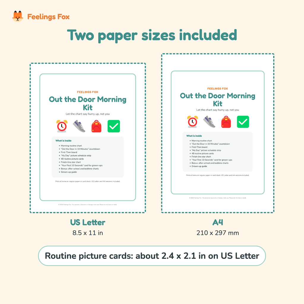Out the Door Morning Kit comes in US Letter and A4 paper sizes