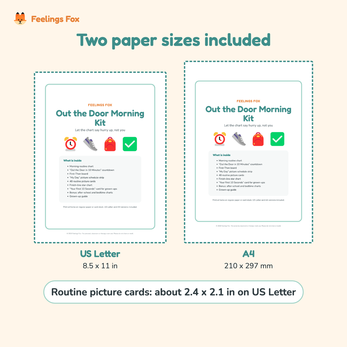 Out the Door Morning Kit comes in US Letter and A4 paper sizes