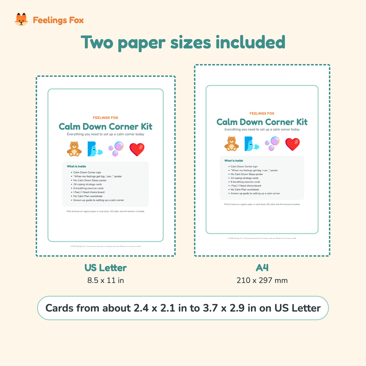 Calm & Feelings Bundle comes in US Letter and A4 paper sizes