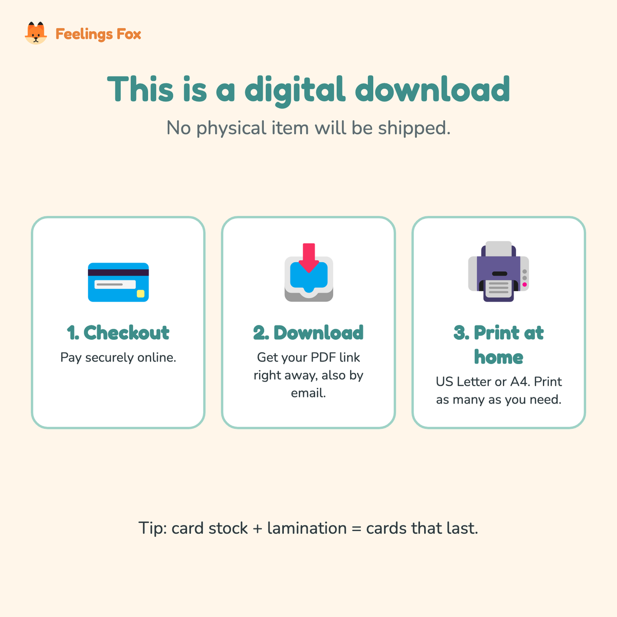 Feelings Chart & Check-In Pack is an instant digital download, print at home